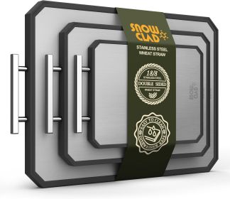 Cutting Board,Double Sided Stainless Steel Cutting Boards Set for kitchen,Stainless Steel/Wheat straw pp Cutting Board for meat