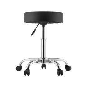 Rolling Stool with Wheels, 500 lbs Weight Capacity, Height Adjustable, Thick Cushion Ergonomic PU Leather Seat