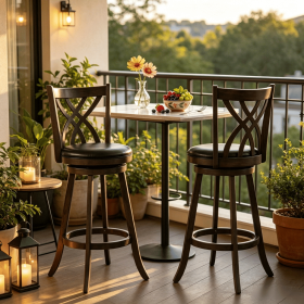 A set of 29 inch hollow backrest stools with 2 counter heights