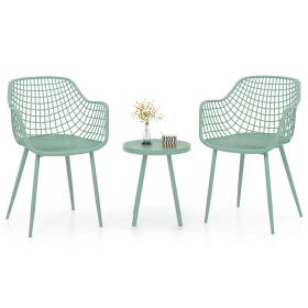 3 Piece Patio Chair Set with PP Seat and Tabletop for Porch