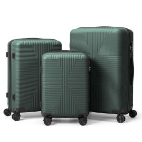 PP Trolley Case 20in 24in 28in 3PCS Suitcase Set Dark Green