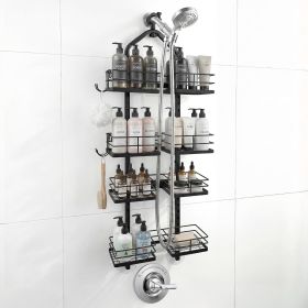 Shower Caddy Hanging for Handheld Shower Heads, 4-Tier Adjustable Hagging Shower Caddy, Stainless Steel Hose Hanging Shower Organizer with 2 S-Ho