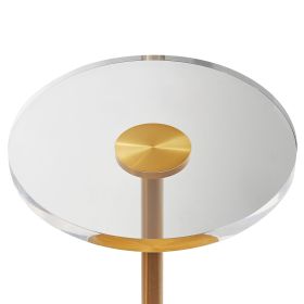 Clear Acrylic End Table, Acrylic Side Table with a Solid Base, 11.9 x 11.9 inch Round Tabletop, 21.4 inch High, for Coffee, Drink, Food