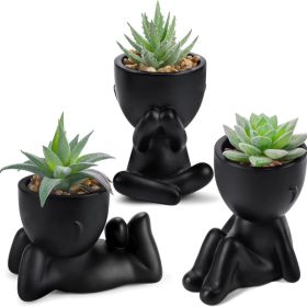 3pcs Fake Succulents Plants Artificial For Black Bathroom Bedroom Home Living Room Halloween Decor Aesthetic Indoor (Option: Black)