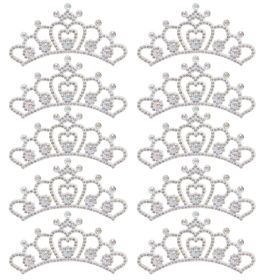 10PCS Rhinestones Cloth Applique Crown Shaped Patches Clothes Accessories8.8x4.5cm White Flower Type (Option: Default)