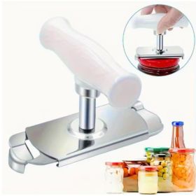 Stainless Steel Multi Function Bottle Cap Opener Adjustable Jar Lid Screw Can Opener Labor Saving Kitchen Gadget (Option: White)