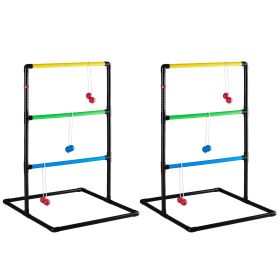 The ladder ball and golf throwing ball set is used for the ladder throwing game and includes 6 balls, a scoring board and a portable bag. (Color: Black)