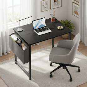 31IN Computer Desk for Home Office, Modern Study Work Table Simple Style for Bedroom, Writing Desks with X-Shaped Reinforcement (Color: Black/31IN)